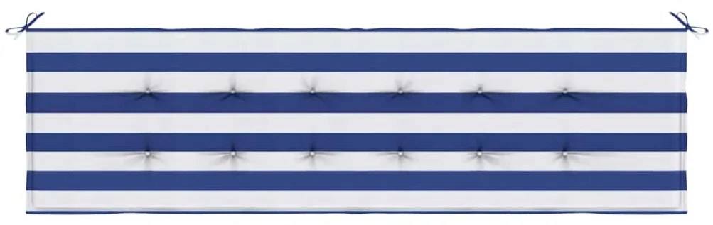 vidaXL Μαξιλάρι Παγκάκι Κήπου Striped Μπλε και λευκό 180 x 50 x 4 cm