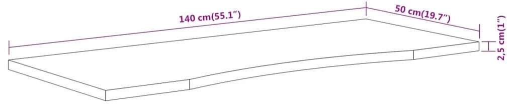 Επιφάνεια Γραφείου Ορθογώνια 140x50x2,5 εκ. Μασίφ Ξύλο Ακακίας - Καφέ