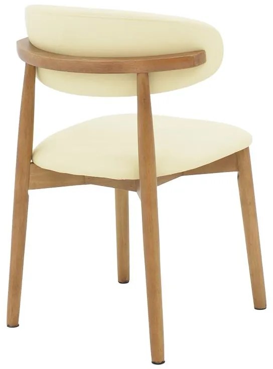 Καρέκλα Ubene rubberwood και pu σε καρυδί και μπεζ απόχρωση 46x58x79εκ 46x58x79 εκ.