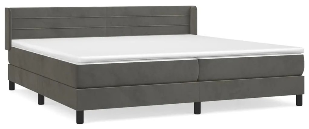 vidaXL Κρεβάτι Boxspring με Στρώμα Σκούρο Γκρι 200x200 εκ. Βελούδινο