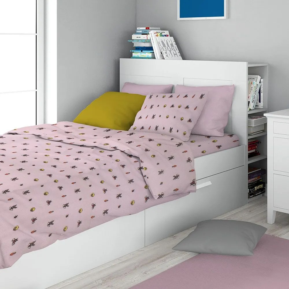 Σεντόνια Παιδικά Looney Tunes 39 (Σετ 3τμχ) Pink DimCol Μονό 160x240cm 100% Βαμβακερή Φανέλα