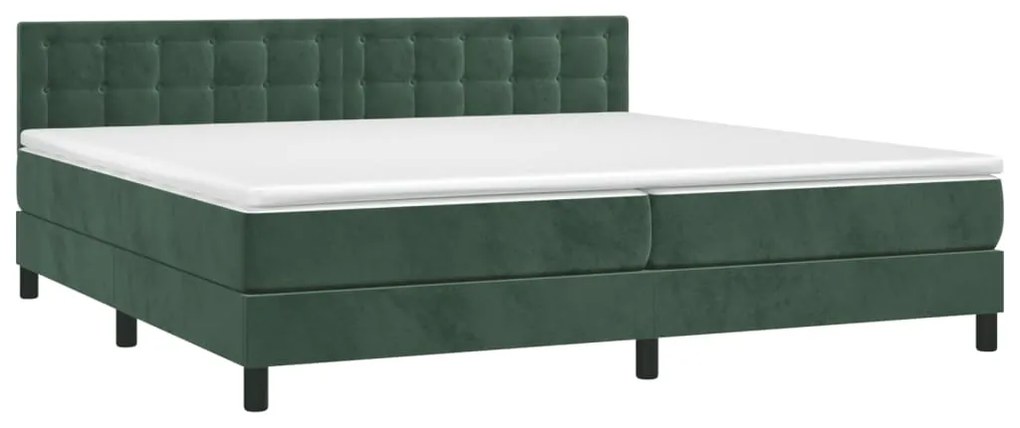 vidaXL Κρεβάτι Boxspring με Στρώμα Σκούρο Πράσινο 200x200εκ. Βελούδινο