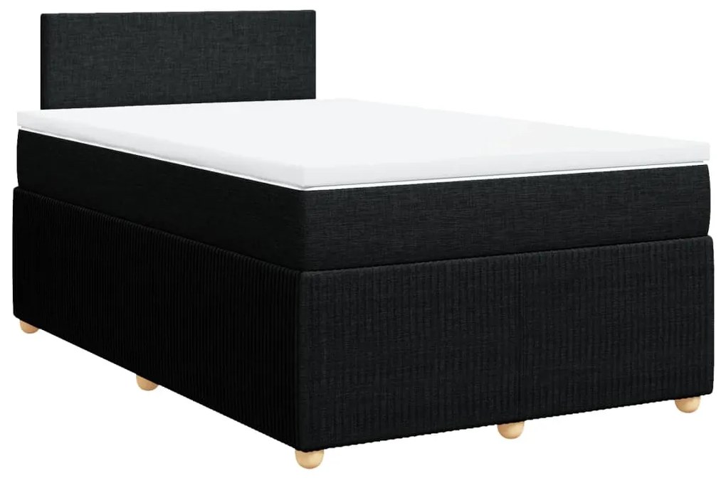 vidaXL Κρεβάτι Boxspring με Στρώμα Μαύρο 120x200 εκ. Υφασμάτινο