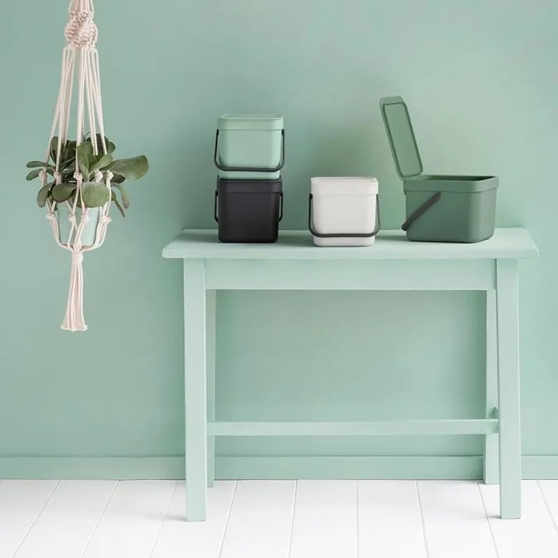 Κάδος χωριστής συλλογής απορριμμάτων Brabantia Sort&Go 1005514, 6 l, Χειρολαβή, Επιτοίχιος, Ανοιχτό γκρι