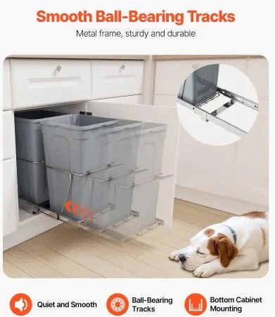 VEVOR Double Pullout Waste Container Under Cabinet Kitchen Bin Trash Can