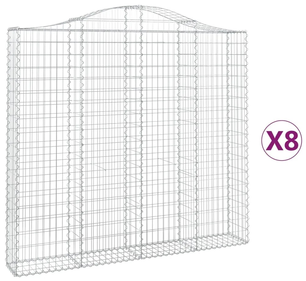 vidaXL Συρματοκιβώτια Τοξωτά 8 τεμ. 200x30x180/200 εκ. Γαλβαν. Ατσάλι