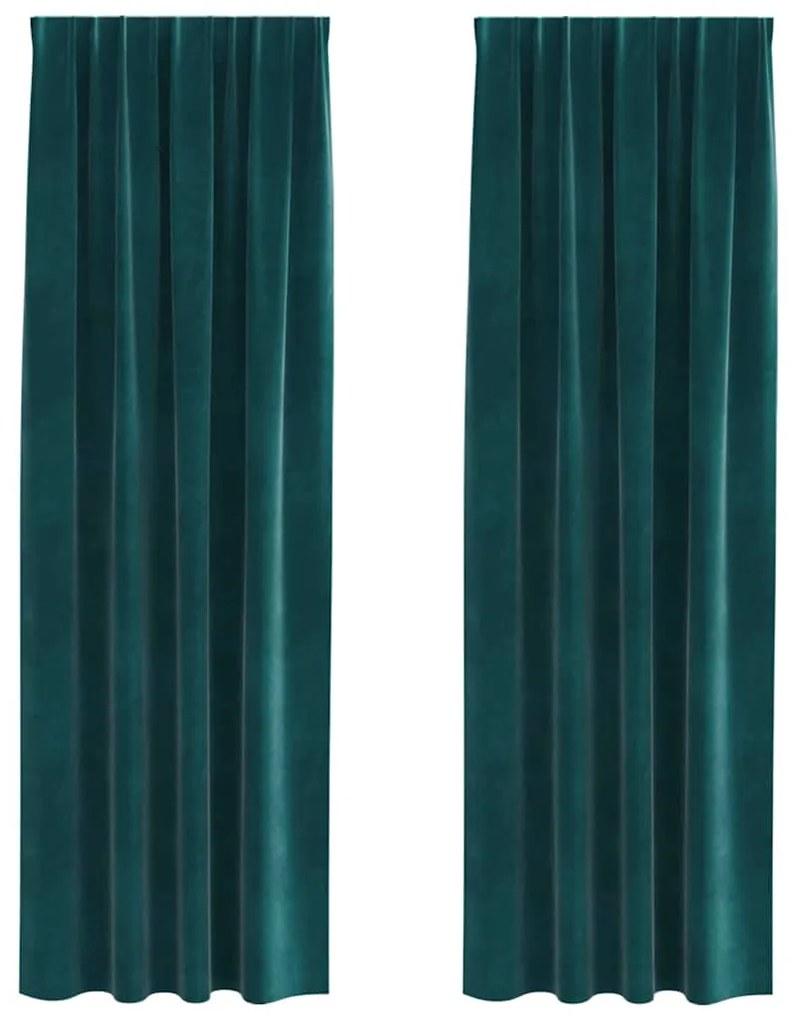 vidaXL Κουρτίνες 2 pcs Σκούρο πράσινο 140 x 245 cm Βελούδο