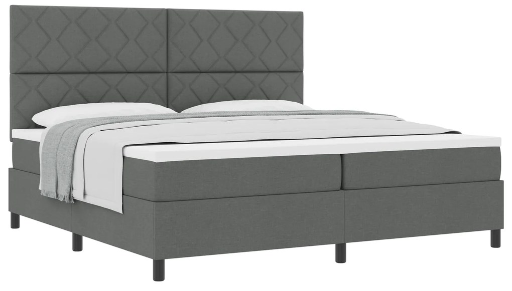 vidaXL Κρεβάτι Box Spring με Στρώμα Σκούρο Γκρι 200x200 εκ Ύφασμα