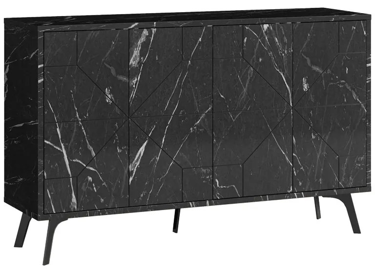 Μπουφές Ursula pakoworld μαύρο μαρμάρου 123x35x77.5εκ