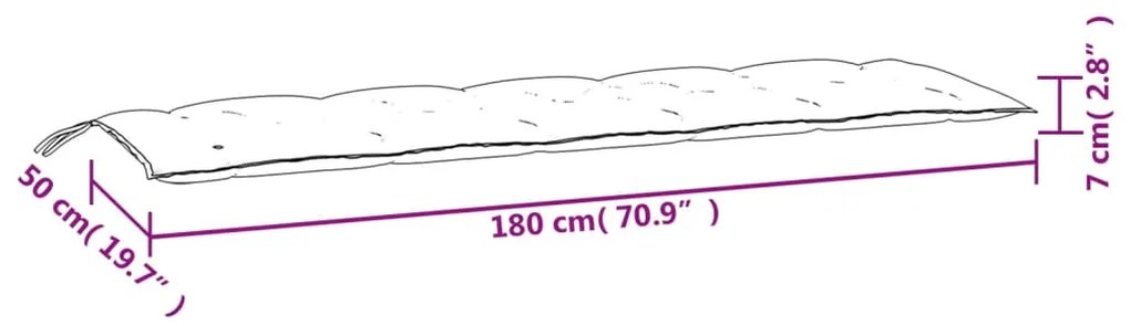 vidaXL Μαξιλάρι Πάγκου Κήπου Σχέδιο Φύλλων 180x50x7 εκ. Ύφασμα Oxford