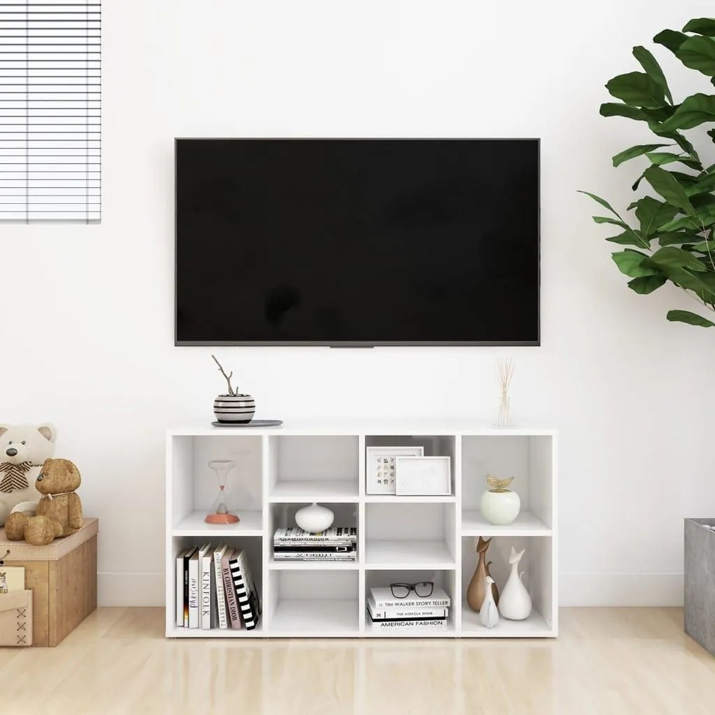 Παπουτσοθήκη Γυαλιστερή Λευκή 103x30x54,5 εκ. από Επεξ. Ξύλο - Λευκό
