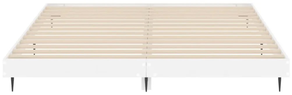vidaXL Πλαίσιο Κρεβατιού Γυαλιστερό Λευκό 160x200 εκ Επεξεργ. Ξύλο