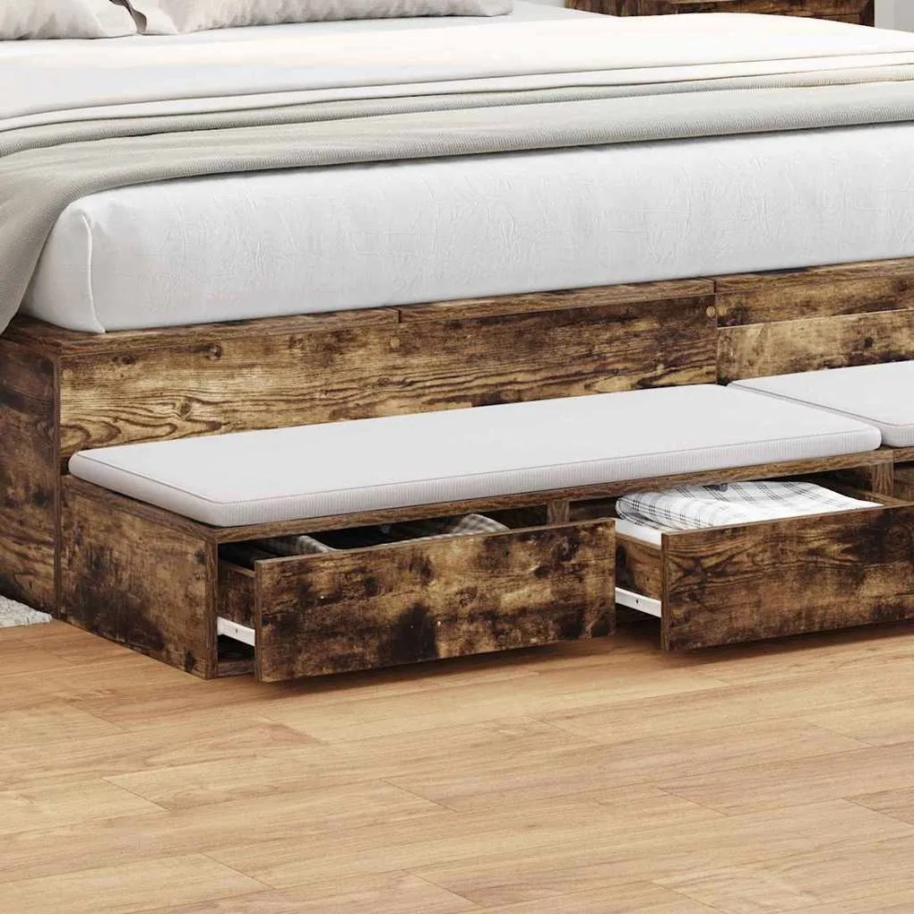 vidaXL Συρτάρια κρεβατιού Καπνιστή δρυς 200 x 36.5 x 16.5 εκ