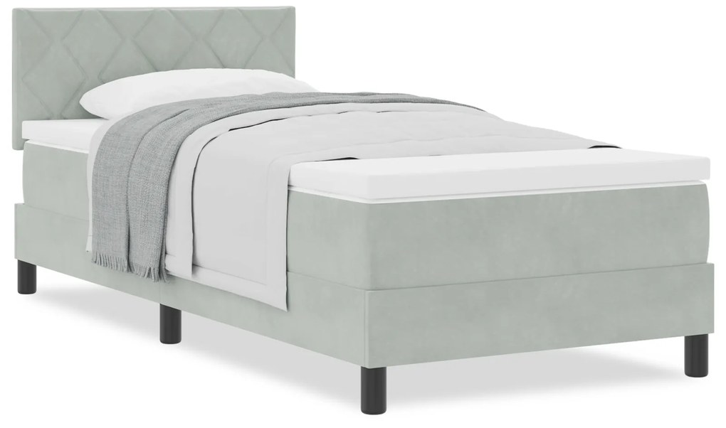 vidaXL βίνταΧΛ Box Spring Κρεβάτι με Στρώμα Ανοιχτό Γκρι 100x200 εκ Βελούδο