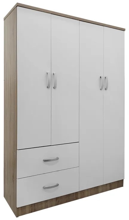 Ντουλάπα τετράφυλλη με 2 συρτάρια Lego pakoworld σε sonoma-λευκή απόχρωση 120.5x42x181εκ