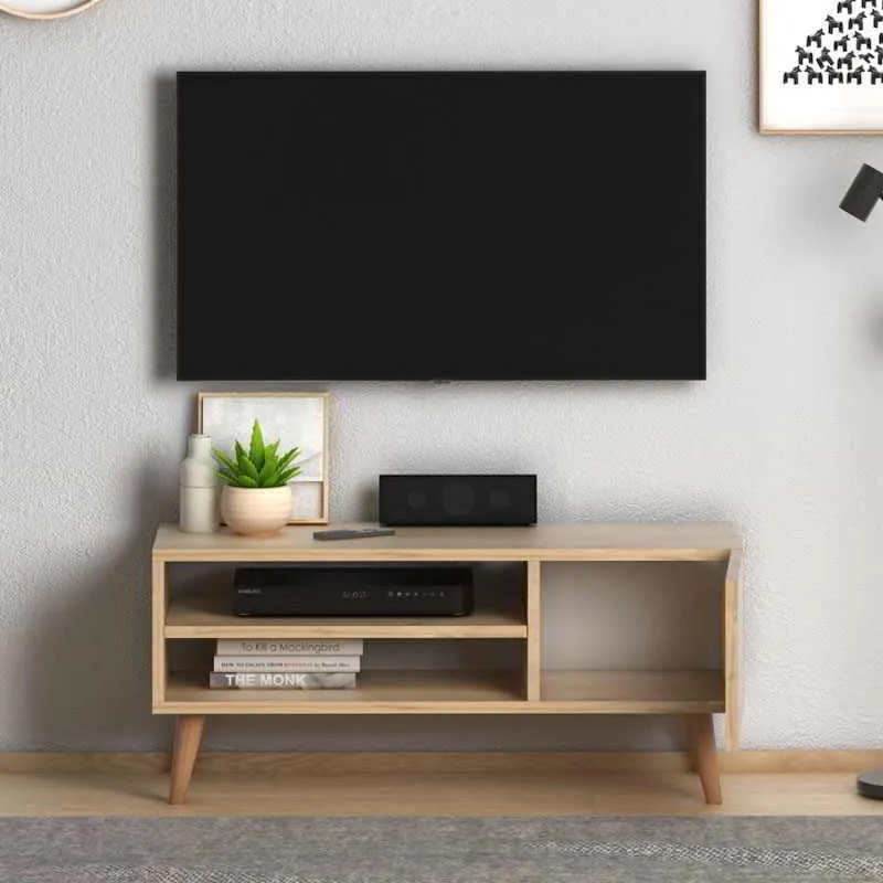 Έπιπλο τηλεόρασης Porto Megapap από μελαμίνη χρώμα oak 90x30x40εκ.