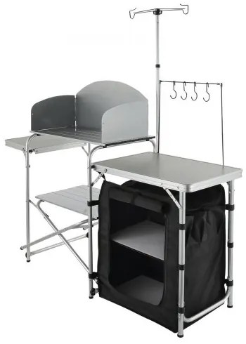 VEVOR Camping Kitchen Table Folding Portable Cook Table 1 Cupboard & Windscreen