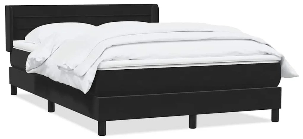 vidaXL Κρεβάτι Boxspring με Στρώμα Μαύρο 1140x210 εκ. Βελούδινο