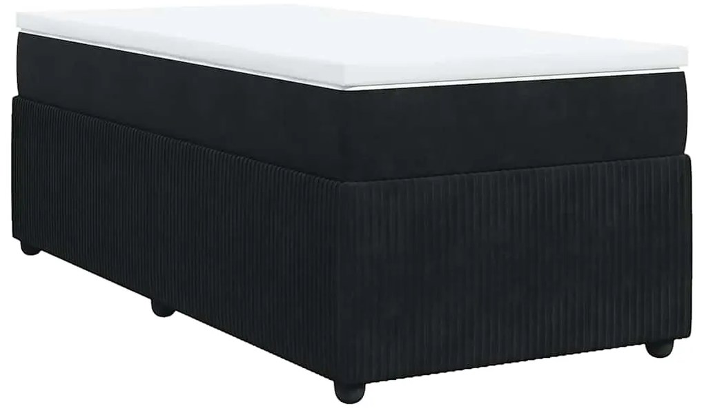 vidaXL Κρεβάτι Boxspring με Στρώμα Μαύρο 90x200 εκ. Βελούδινο
