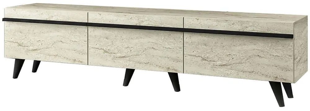 Έπιπλο Τηλεόρασης Amsterdam Style 382NRC1152 180x35x42cm Travertine Beige-Black
