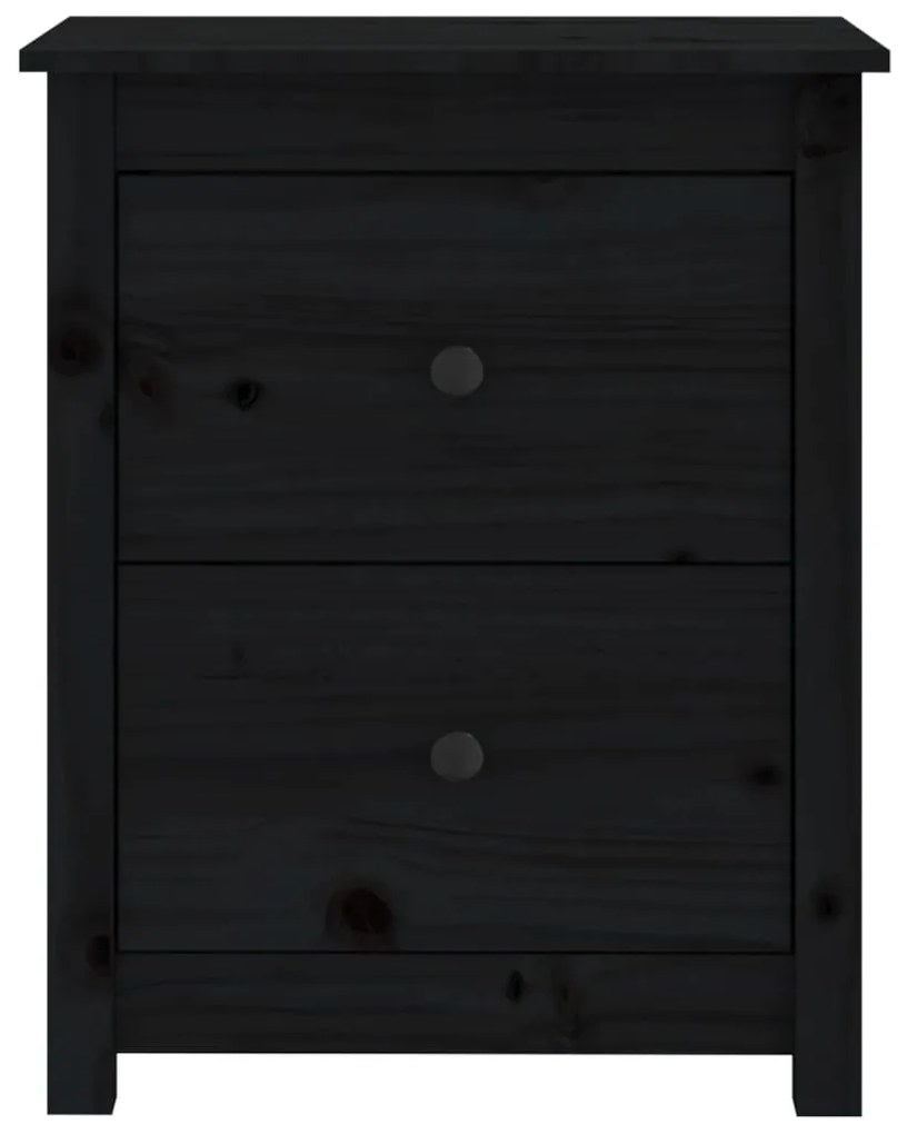 vidaXL Κομοδίνο Μαύρο 50 x 35 x 61,5 εκ. από Μασίφ Ξύλο Πεύκου