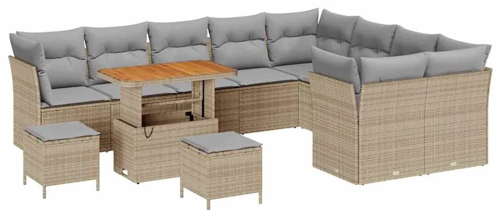 vidaXL Σετ Καναπέ Κήπου 12 pcs Μπεζ συνθετικό ρατάν