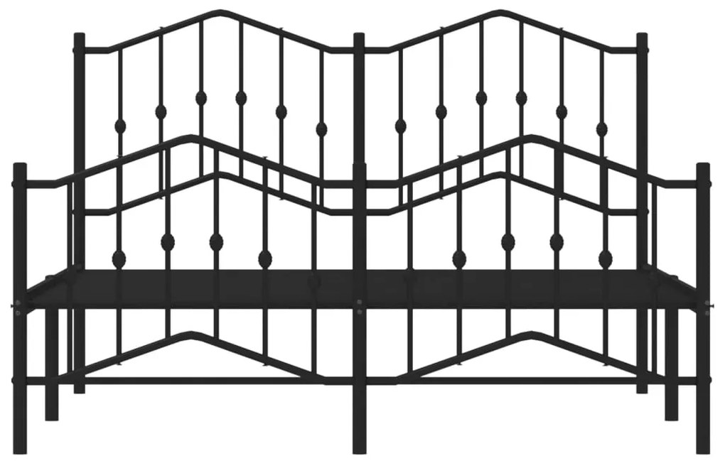 vidaXL Πλαίσιο Κρεβατιού με Κεφαλάρι/Ποδαρικό Μαύρο 140x190εκ. Μέταλλο