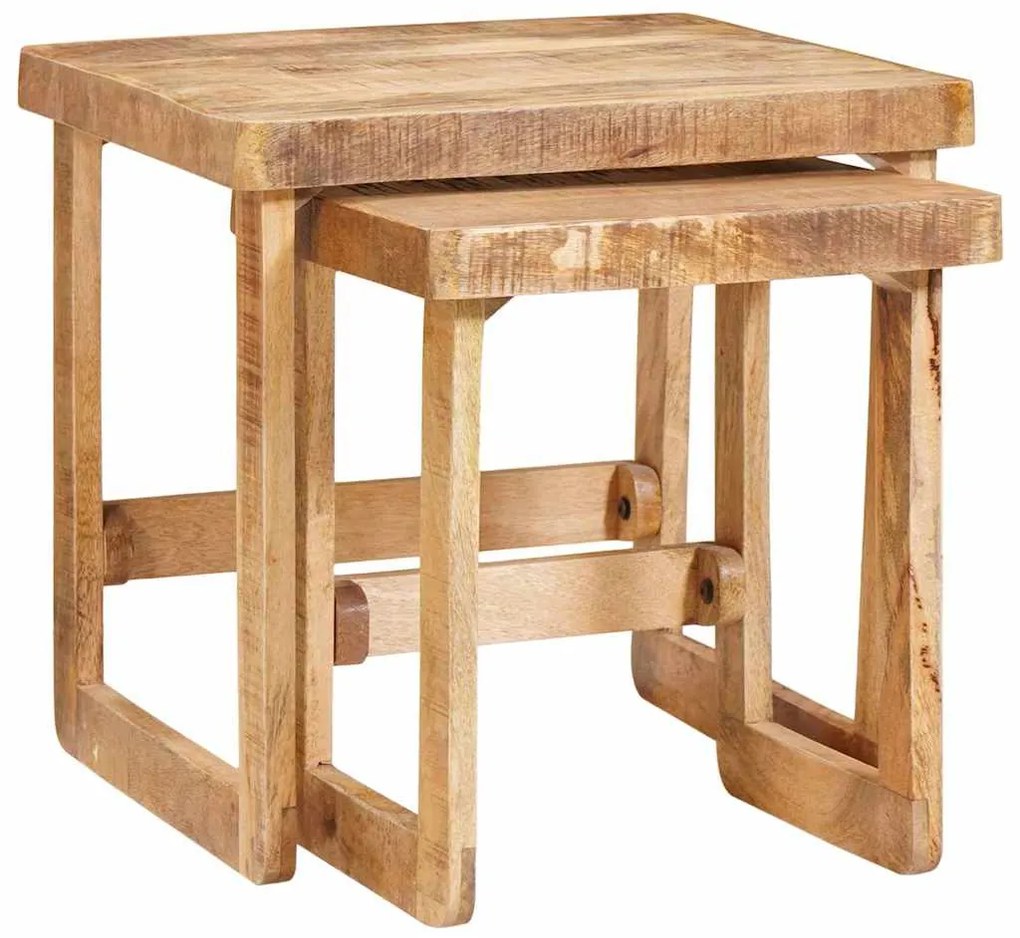 vidaXL Ένθετα τραπέζια 2 pcs Καφέ 46 x 46 x 45 εκ. Στερεό ξύλο μάνγκο