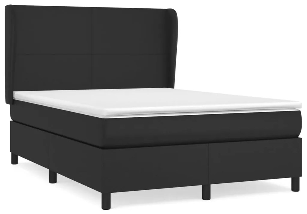 vidaXL Κρεβάτι Boxspring με Στρώμα Μαύρο 140x200εκ.από Συνθετικό Δέρμα