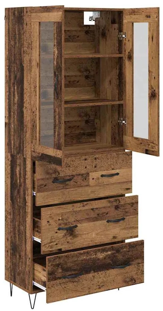 vidaXL Highboard Παλιό Ξύλο 69,5 x 34 x 180 εκ. Επεξεργασμένο ξύλο