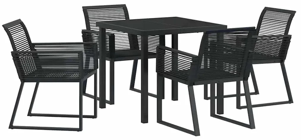 vidaXL Σέτ φαγητού για κήπο 5 pcs Μαύρο Πολυ ράταν