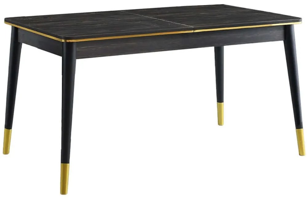 Τραπέζι Επεκτεινόμενο Flora 974NMB1523 146/181x90x78cm Black-Gold Πλαστικό,Μοριοσανίδα