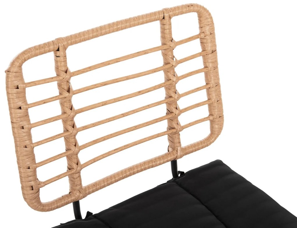 Σκαμπό Μπαρ ALLEGRA C5709.11 Μεταλλικό Μεσαίου Ύψους με Μπεζ Wicker &amp; Μαύρο Μαξιλάρι 46x46x99Υεκ 46x46x99 εκ.