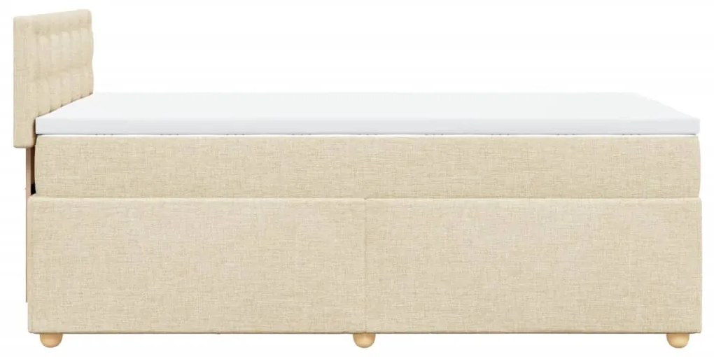 vidaXL Κρεβάτι Boxspring με Στρώμα Κρεμ 90x200 εκ.Υφασμάτινο