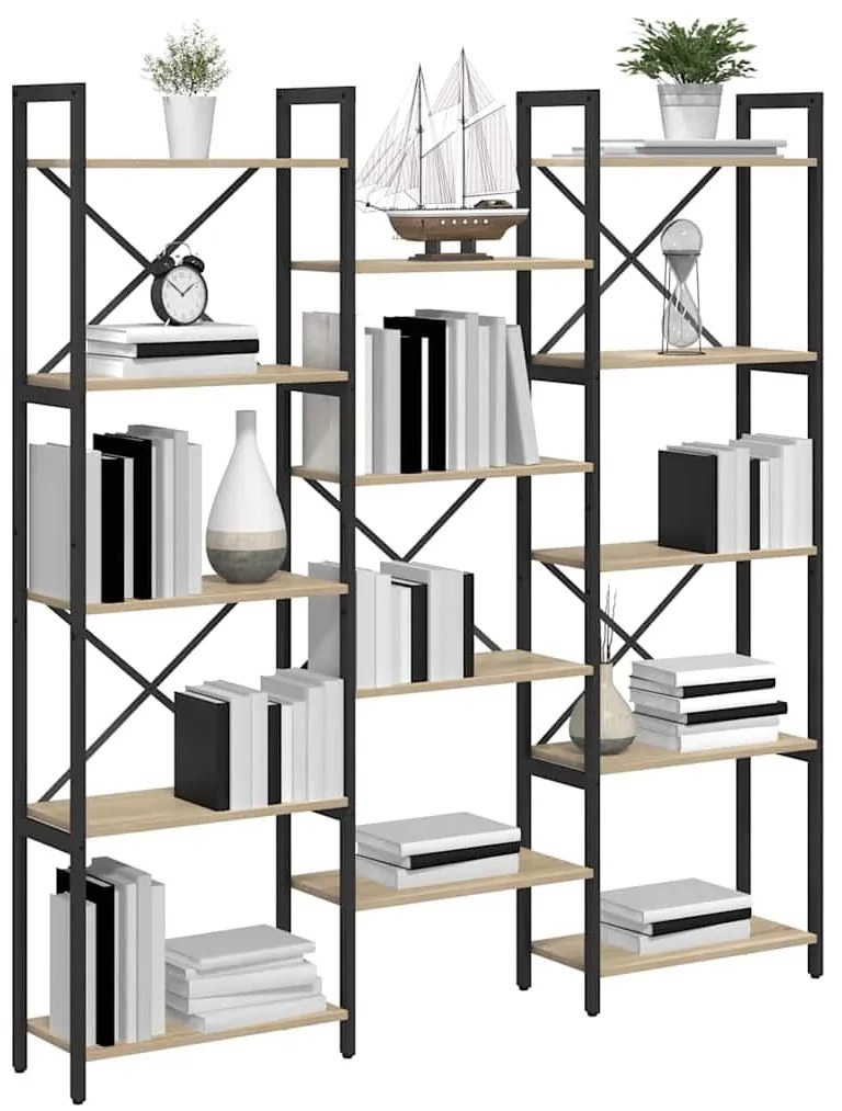 vidaXL Ράφι Βιβλίων Δρύς Sonoma 156 x 25 x 167 εκ. Επεξεργασμένο ξύλο
