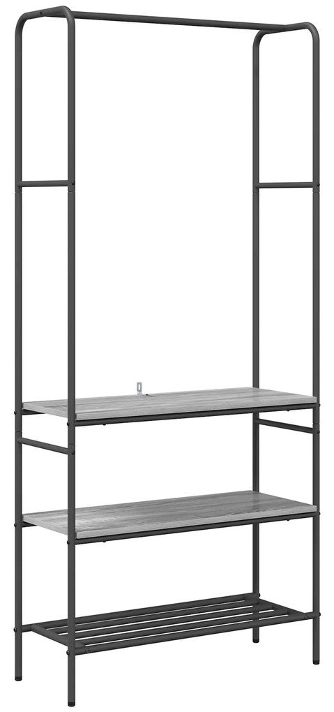 vidaXL Ράφι ρούχων με ράφια Γκρι sonoma 77 x 30 x 171 εκ