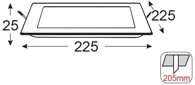 LED PANEL ΧΩΝ. ΤΕΤΡ. 20W 3.000K 1510Lm 230V 225mm Ra80 - DELFI2030S