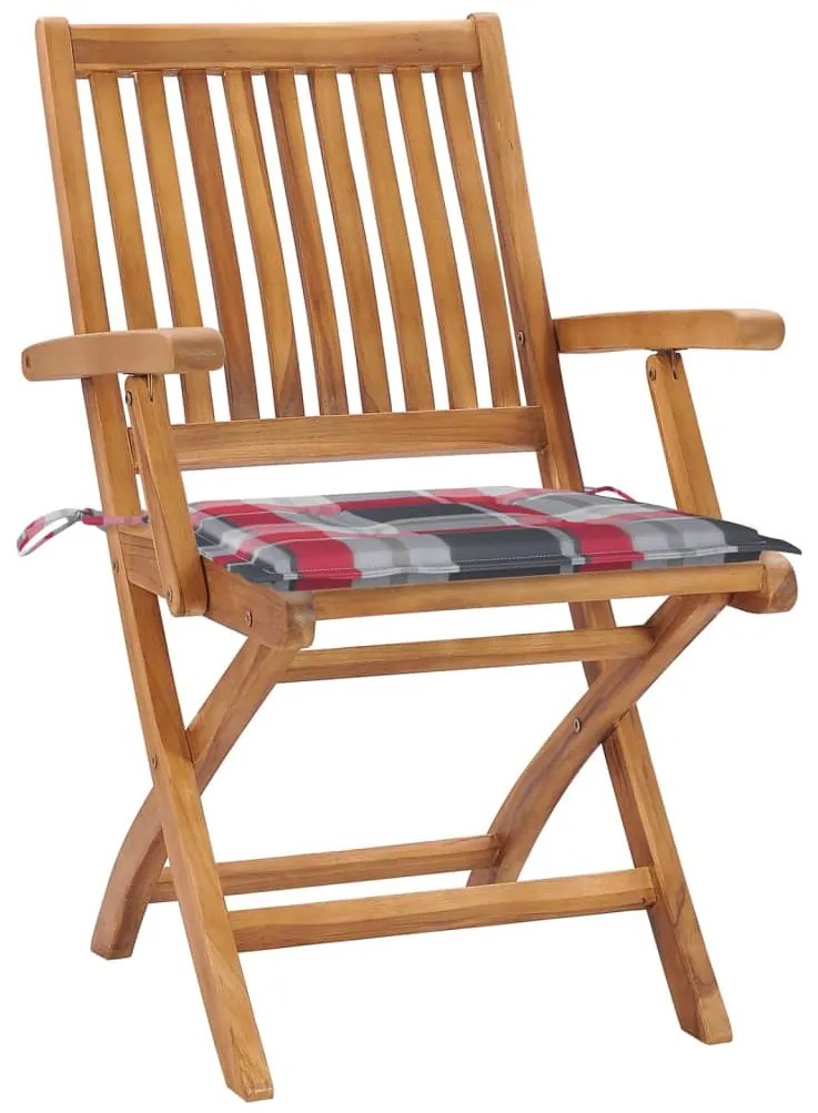 vidaXL Καρέκλες Κήπου Πτυσσόμενες 4 τεμ. Μασίφ Ξύλο Teak με Μαξιλάρια