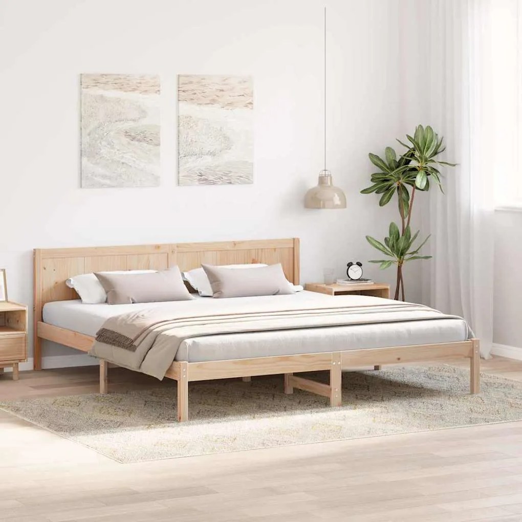 vidaXL Σκελετός Κρεβατιού Καφέ 200 x 200 cm Μασίφ ξύλο πεύκου
