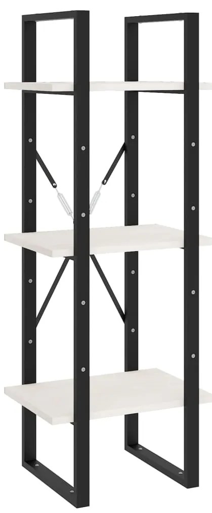 vidaXL Βιβλιοθήκη με 3 Ράφια Λευκή 40x30x105 εκ. από Μασίφ Ξύλο Πεύκου