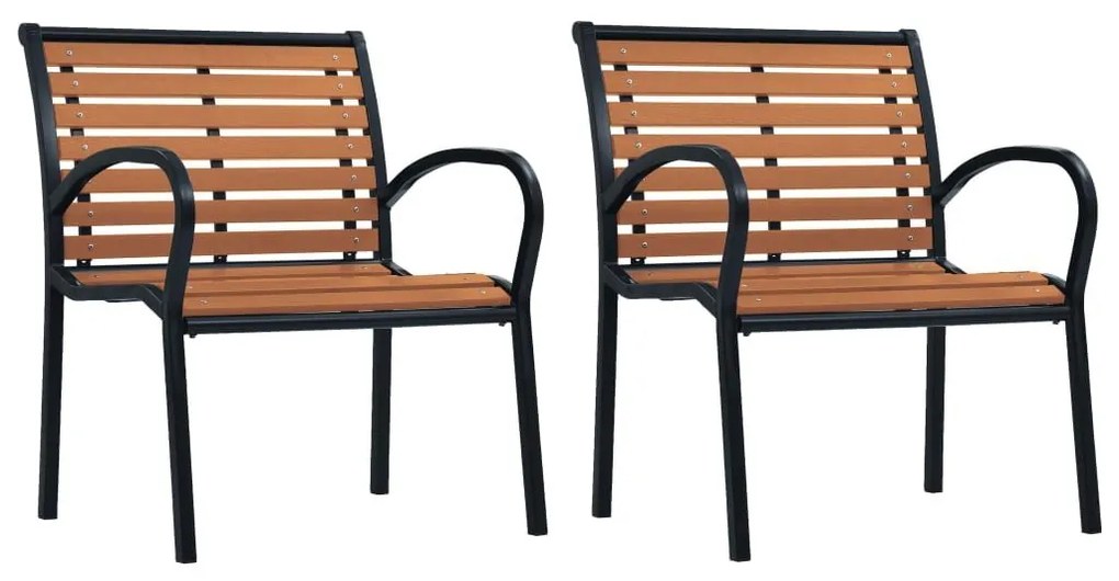 Καρέκλες Κήπου 2 τεμ. Μαύρο / Καφέ από Ατσάλι / WPC - Μαύρο
