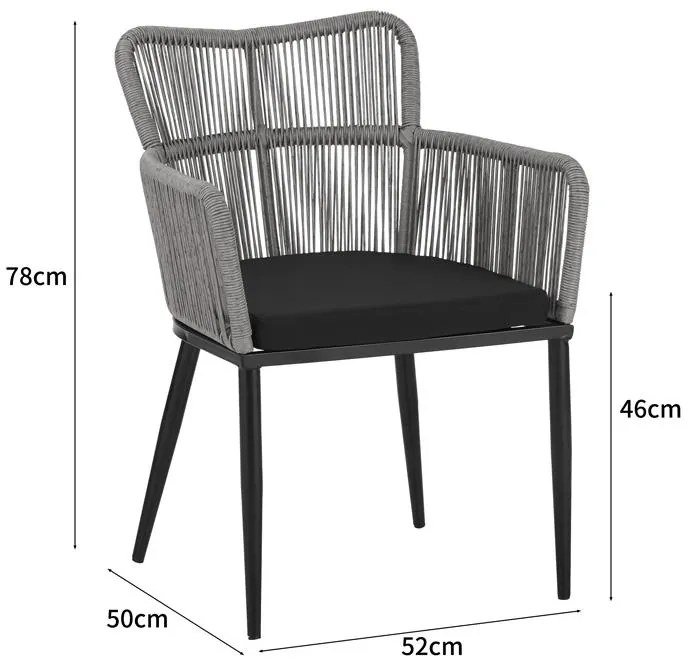 Καρέκλα - Πολυθρόνα Naoki pe rattan - metal σε Φυσικό με μαύρα πόδια/μαξιλάρι 59x62.5x78 εκ. 59x62.5x78 εκ.