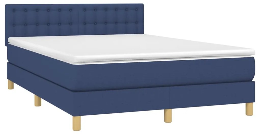 vidaXL Κρεβάτι Boxspring με Στρώμα Μπλε 140x200 εκ. Υφασμάτινο