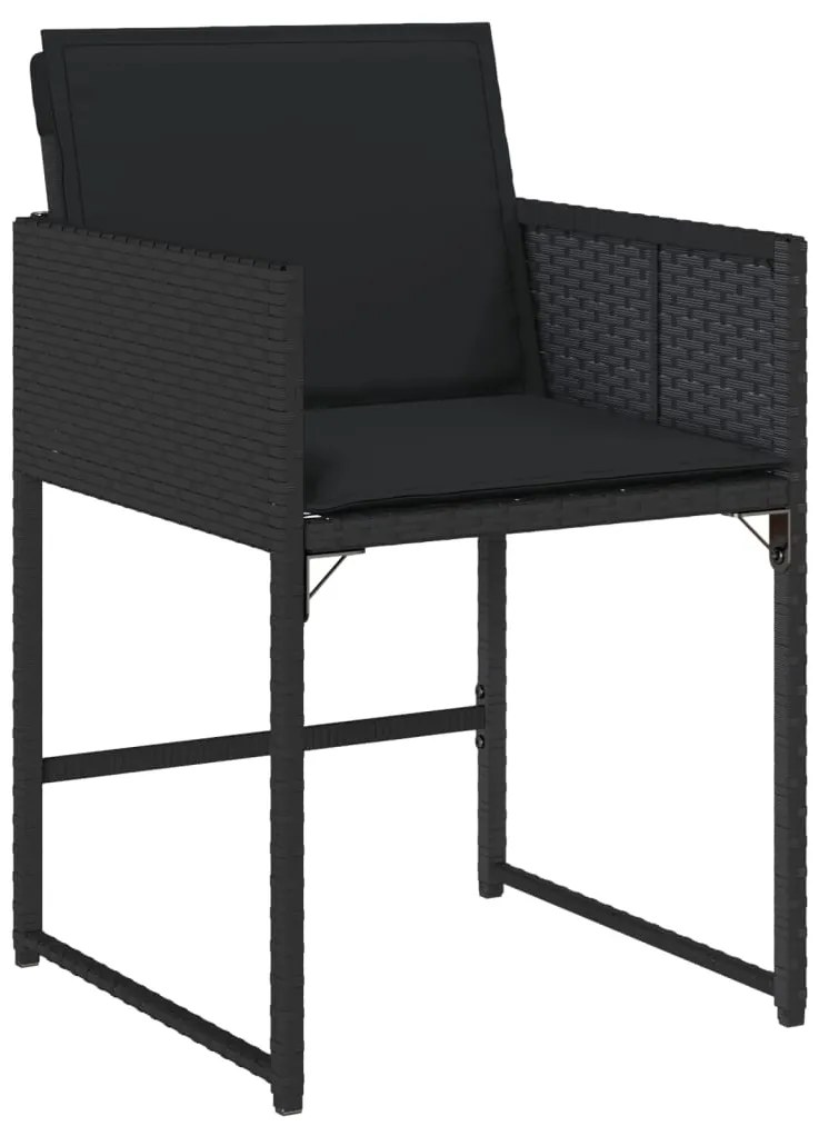 vidaXL Σετ Τραπεζαρίας Κήπου 9 τεμ Μαύρο από Συνθ. Ρατάν με Μαξιλάρια