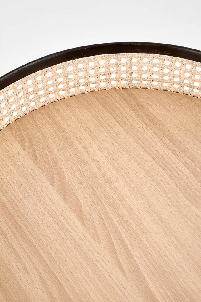 Βοηθητικό τραπεζάκι Houston 650, Μαύρο, Καφέ, 55cm, 4 kg, Ραττάν, Στρόγγυλος | Epipla1.gr