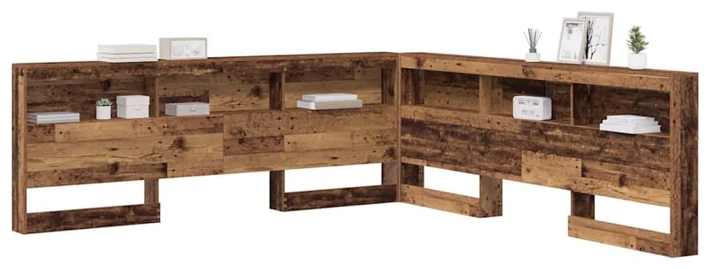 vidaXL Κεφαλάρι Αποθήκης με ράφι Παλιό Ξύλο 200 cm Επεξεργασμένο ξύλο