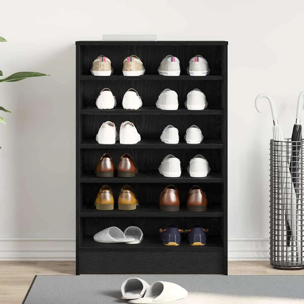 vidaXL Παπουτσοθήκη Μαύρη δρυς 60 x 35 x 92 cm Επεξεργασμένο ξύλο