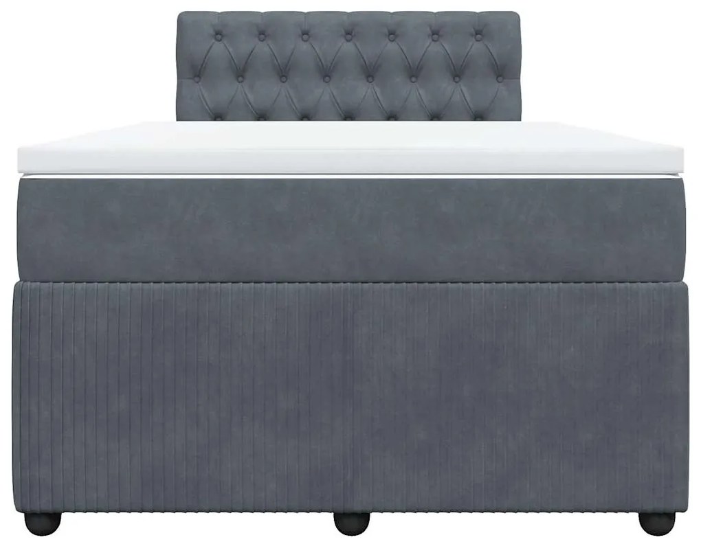 vidaXL Κρεβάτι Boxspring με Στρώμα Σκούρο Γκρι 120x190 εκ. Βελούδινο