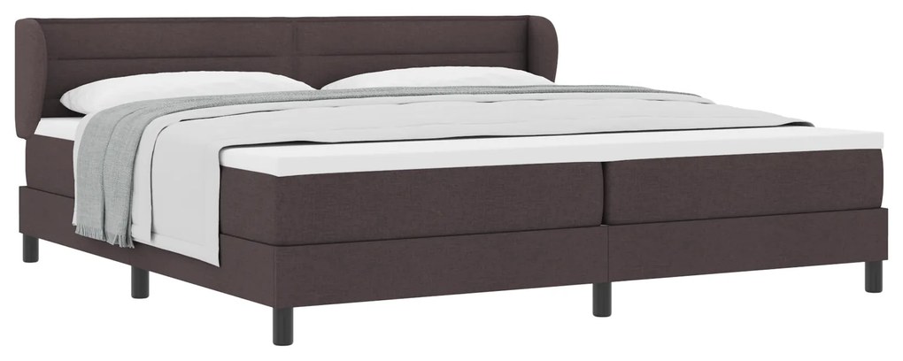 vidaXL Κρεβάτι Box Spring με στρώμα σκούρο καφέ 200x200 εκ. ύφασμα