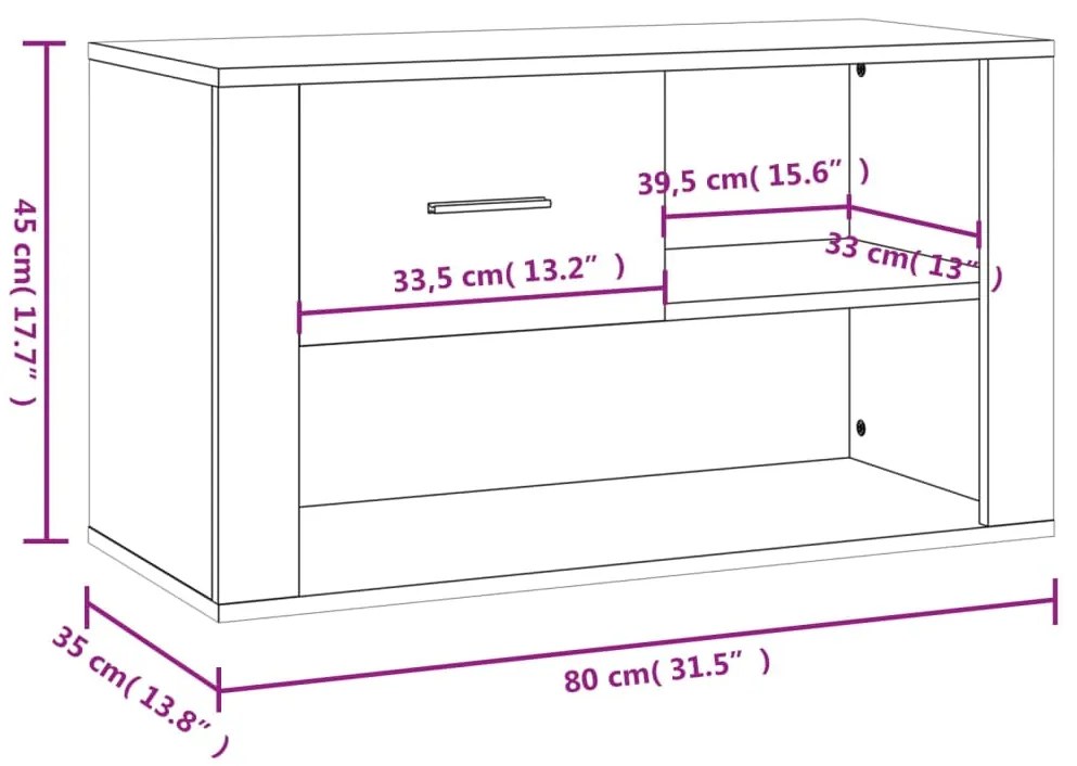 Παπουτσοθήκη Μαύρη 80x35x45 εκ. από Επεξεργασμένο Ξύλο - Μαύρο